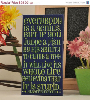 Super Sale Everybody is a Genius - Einstein Quote - Unique Canvas Art ...