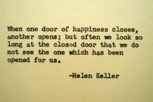 HELEN KELLER Quote Typed on Typewriter door of happiness happy quote ...