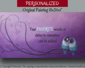 ... quotes, Lovebirds canvas painting, Bird decor, Personalized