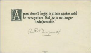 REAR ADMIRAL RICHARD E. BYRD - QUOTATION SIGNED - DOCUMENT 288309