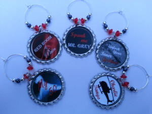 50 Shades of Grey Theme Gifts, Wine Charms - Thumbnail 4