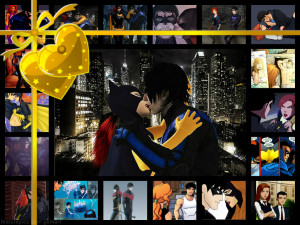 Young Justice Nightwing and Batgirl Kiss