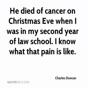 He died of cancer on Christmas Eve when I was in my second year of law ...