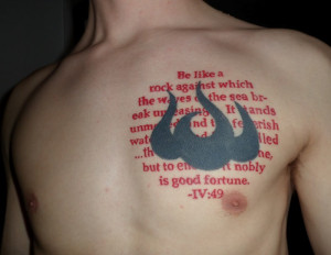Exaggerated Quote Tattoo for Men Chest