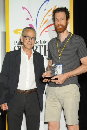 David Ansen presents award to Pink Boy USA director Eric Rockey