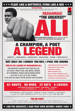 Details about BOXING POSTER Muhammad Ali - Vintage Quotes