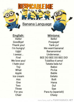minions banana language despicable me tv funny pics pictures pic ...