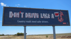 Australian billboards promote safe driving with ribald rebuses