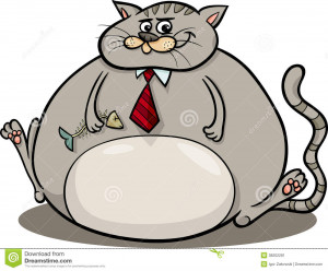Fat cat saying cartoon illustration