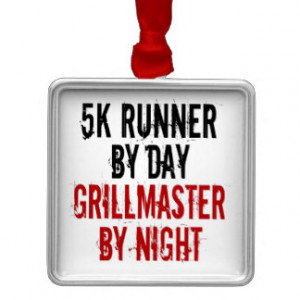 Grillmaster 5K Runner Square Metal Christmas Ornament