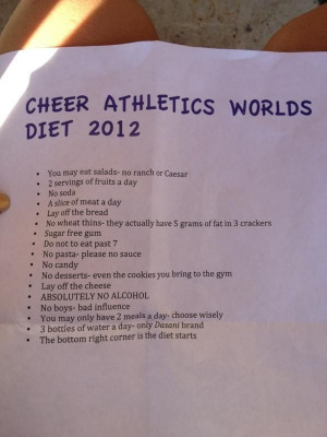 Cheer Athletics Diet. I think I would die