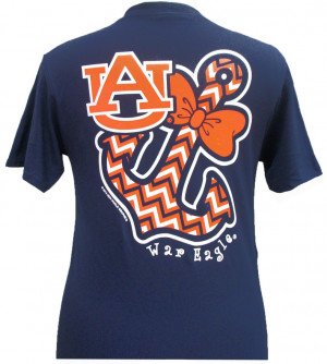 Girlie Girl Short Sleeve T-Shirt “Auburn (Tigers) Bow Tie Anchor”