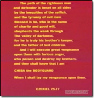 Samual Jackson's bible quote is actually from Sonny Chiba's movie, The ...