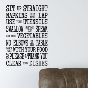 Table Manners In this House Home vinyl wall quote decal