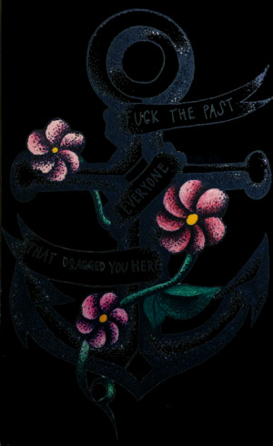 drawing art mine tattoo flowers pop punk real friends floral anchor ...