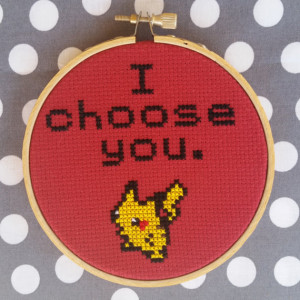 Pikachu I Choose You Pokemon Cross Stitch
