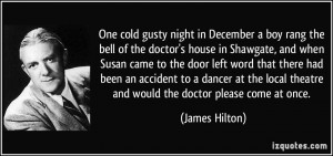 One cold gusty night in December a boy rang the bell of the doctor's ...