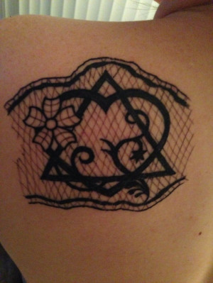 Adoption symbol tattoo/ black lace tattoo