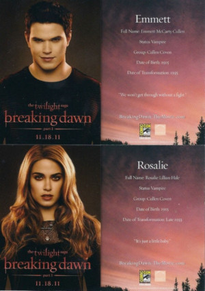 Promotional cards Bella & Edward Rosalie & Emmett of Breaking Dawn !