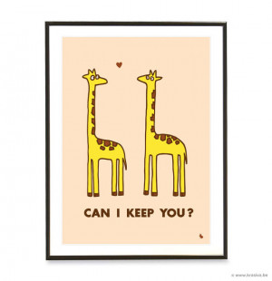 Cute giraffes in love quote poster heart giraffe pop art poster print ...