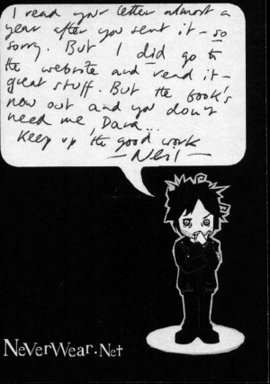 ... couple of days ago, I received this card in the mail from Neil Gaiman