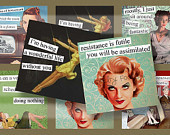 Retro Brazen Broads I Quotes 1A 4x4 Inch Coasters Digital Collage ...
