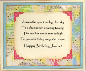 ... bird s birthday message flown to her across the miles to the midwest