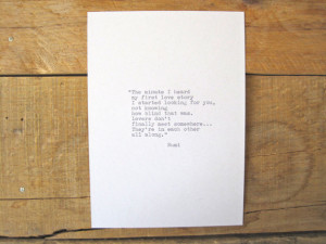 Rumi Quote. Vintage Typewriter quote. Inspirational Love Quote. wall ...