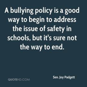 ... the issue of safety in schools, but it's sure not the way to end