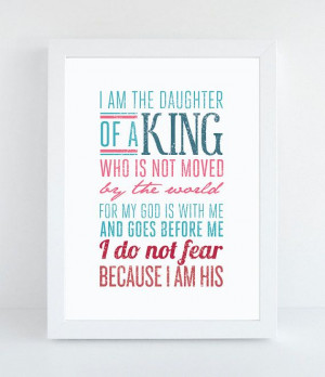 Daughter of a King Christian Wall Quote by BranchAndVinePrints, $8.00
