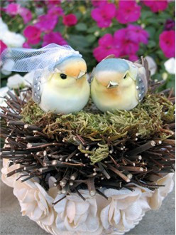 Love Nest Cake Topper with Ivory Flowers