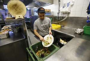 cook throws away leftovers in the 'Auf da Muehle' restaurant in ...