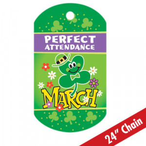 Perfect Attendance March Laminated Tag With 24