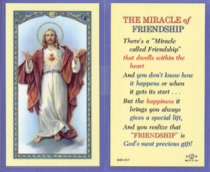 ... on back, the Miracle of Friendship prayer. Approx. 2-5/8 x 4-3/8 in