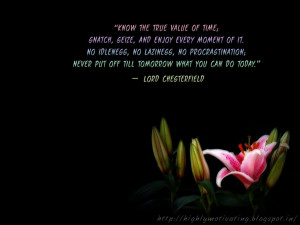 Motivational Wallpaper - Time Management Quote by Lord ChesterField