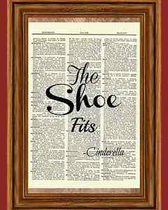 ... Shoe-slipper-Dictionary-Art-Print-Book-Page-Inspirational-quote-movie