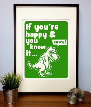 Funny T-Rex Poster Print Quote - T-Rex cant clap Dinosaur Letterpress ...