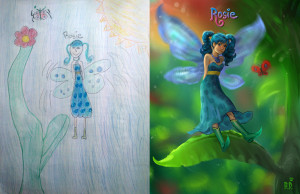 ... an elementary school i picked a blue fairy drawn by a 5th grade girl