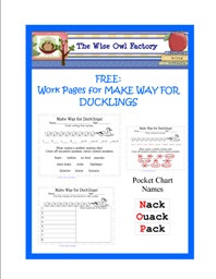 FREE for MAKE WAY FOR DUCKLINGS: PDF work pages, pocket chart names ...
