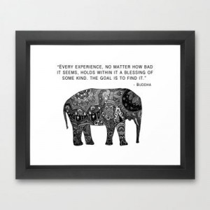Buddha Quote with Henna Elephant Framed Art Print by Madeline Margaret