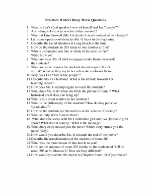 Freedom Writers Diary Movie Questions