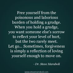 and laborious burden of holding a grudge. When you hold a grudge ...