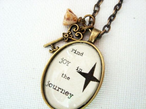 ... joy in the journey inspirational quote necklace, glass quote pendant