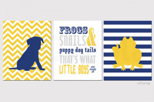 Frogs Snails Puppy Dog Tails Quote Wall Art, Personalized Three Print ...