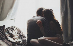 bed, hug, kiss, love, together
