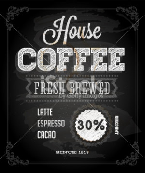 Chalkboard Poster Lettering Coffee, Typographic Design