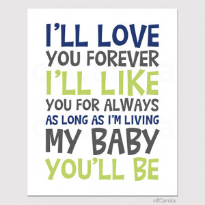 ll Love You Forever Quote Print - Baby Nursery Love Text Quote Wall ...