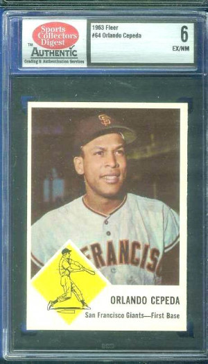 1963 Fleer #64 Orlando Cepeda (Giants) Baseball cards value
