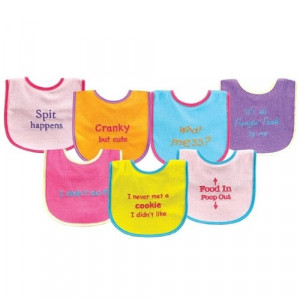 Sayings Baby Bibs (Pink) Luvable Friends 7-Pack Bold Sayings bibs ...