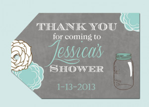Mason Jar Floral Bridal Shower Favor Tags- Printable
